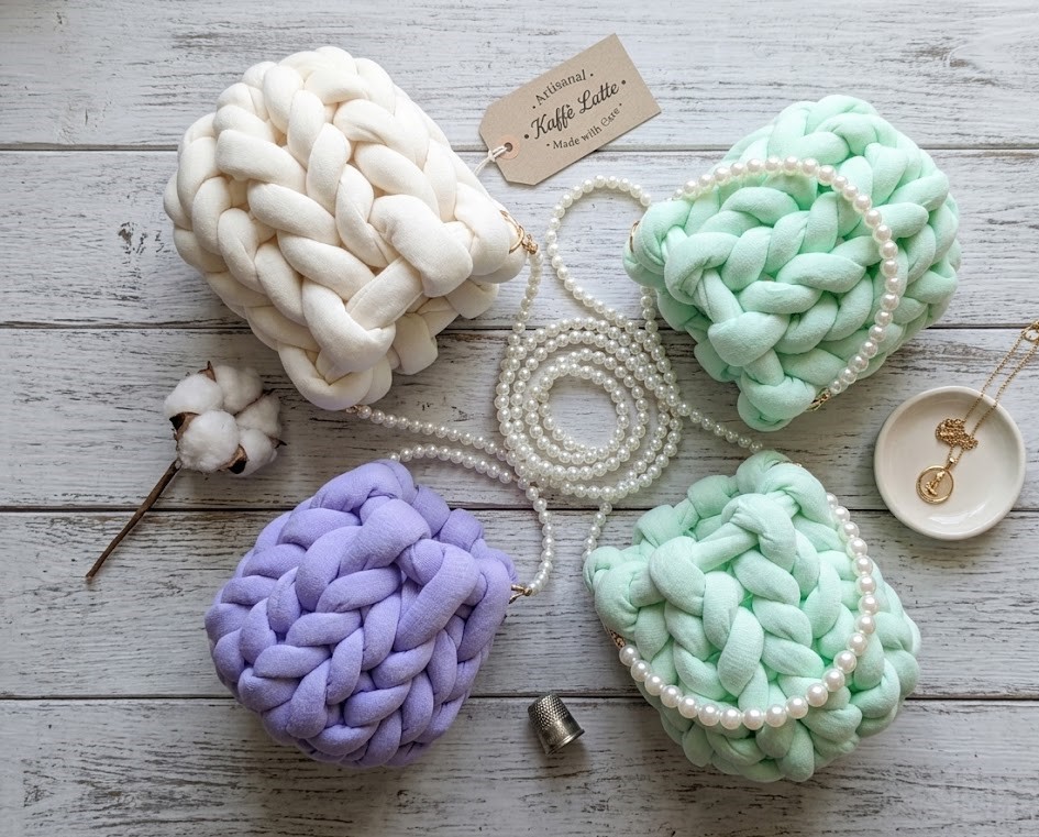 ##Mini Bag Bonbon | Chunky Knit & Perle##